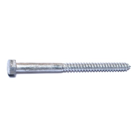 Midwest Fastener Lag Screw, 5/16 in, 4-1/2 in, Steel, Hot Dipped Galvanized Hex Hex Drive, 50 PK 05573
